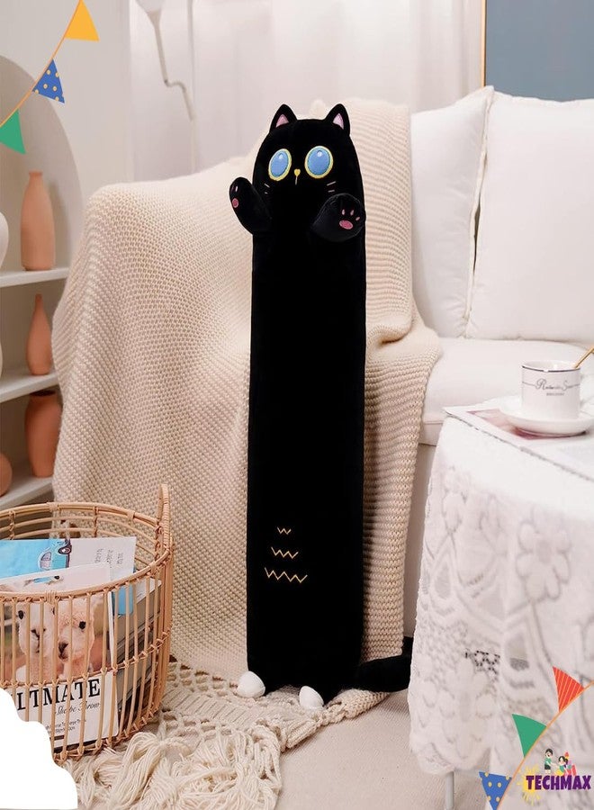 TechMax Solution Black Long Cat Plush Pillow, Cat Stuffed Animals Body Pillow Cute Kitten Plush Hugging Pillow Toy Gifts for Kids - Image 5